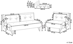 Conjunto de sofás-cama com 3 lugares em veludo creme VESTFOLD Beliani