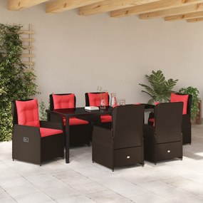 Conjunto de Jantar de Jardim 7 Peças Castanho Vime Poly