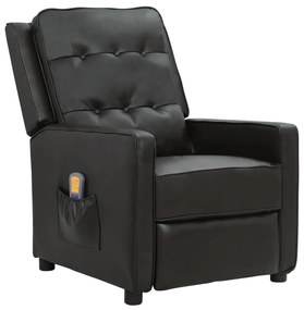 vidaXL Poltrona massagens couro artificial preto brilhante