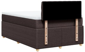 Cama boxspring com colchão 120x190 cm tecido castanho-escuro