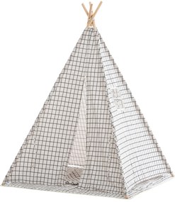 Tenda de brincar Esna em xadrez 155 x 120 x 120 cm Cinzento