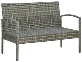 4 pcs conjunto lounge de jardim c/ almofadões vime PE cinzento