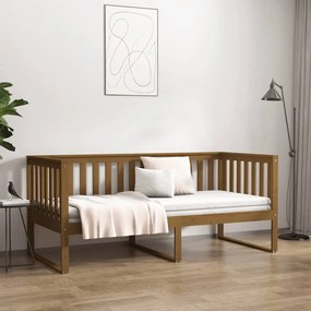 Sofá-cama 100x200 cm madeira pinho maciça castanho mel
