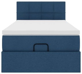 Cama otomana com colchão 100x200 cm tecido azul
