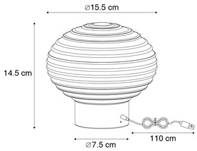 LED Tafellamp zwart met smoke glas oplaadbaar - Lexie Moderno