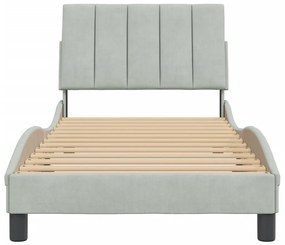 Estrutura de cama c/ cabeceira 90x190 cm veludo cinzento-claro