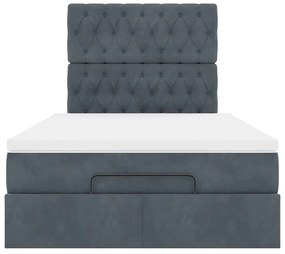 Estrutura de cama otomana com colchões cinza escuro veludo