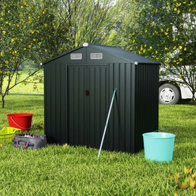 Abrigo jardim para ferramentas com teto organizador de grande capacidade 192,5 x 129 x 196 cm Cinzento