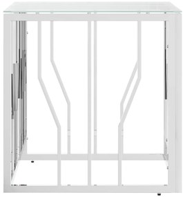Mesa de centro 50x50x50 cm aço inoxidável e vidro prateado