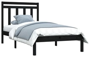 Estrutura de cama 100x200 cm madeira maciça preto