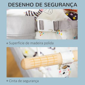 Baloiço para Bebé Baloiço de Madeira Infantil com Altura Ajustável Almofada Acolchoada e Cinto de Segurança para Interior e Exterior Carga Máxima 80kg