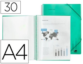 Capa Catalogo Liderpapel com Espiral 30 Bolsas Polipropileno Din a4 Verde