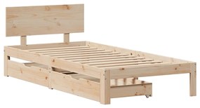 Estrutura de cama c/ gavetas 100x200 cm madeira de pinho maciça