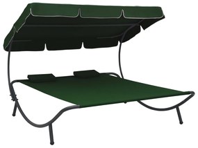 Espreguiçadeira com toldo e almofadas verde