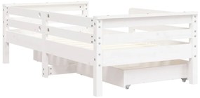 Estrutura cama infantil c/ gavetas 70x140cm pinho maciço branco