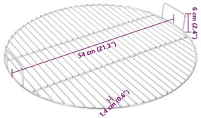 Grelha p/ churrasco redonda c/ pegas Ø54 cm aço inoxidável 304