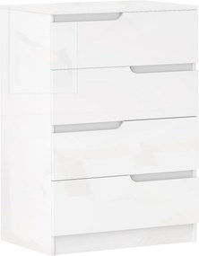HOMCOM Cômoda moderna, guarda-roupa, 4 gavetas, madeira, proteção anti-tombamento, pés com almofadas, branco | Aosom Portugal