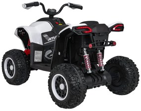 Moto 4 elétrica para crianças 12V 4x4 Fast Wheel, Controle remoto, Rodas Espuma EVA, assento couro ecológico Branca