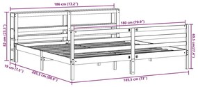 Cama sem colchão 180x200 cm madeira de pinho maciça branco