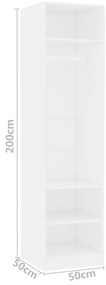 Roupeiro 50x50x200 cm contraplacado branco