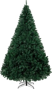 HOMCOM Árvore de Natal em Abeto 270 cm com Ramos Articulados, 2418 Pontas em PVC Ignífugo, Montagem Rápida, Base em Aço, Verde | Aosom Portugal