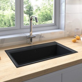 vidaXL Pia de Cozinha Preta 790x500x193 mm Granito