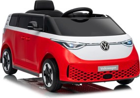 Carro elétrico para crianças Volkswagen ID Buzz 12V, Pneus em borracha, bancos em pele sintética Vermelha