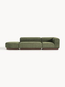 Módulo com chaise longue em teddy-bouclé Natalie, com repousa pés (esquerda/direita)