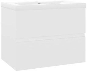 Armário de lavatório c/ lavatório embutido contraplacado branco
