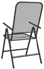 Cadeiras jardim dobráveis 2 pcs malha metal expandido antracite