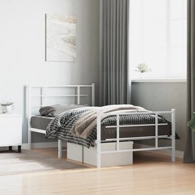 Estrutura de cama com cabeceira e pés 100x190 cm metal branco