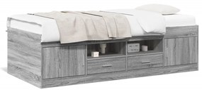 vidaXL Sofá-cama com gavetas sem colchão 100x200 cm cinzento sonoma