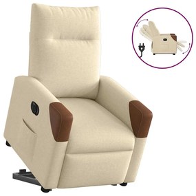 Poltrona reclinável elevatória elétrica tecido cor creme