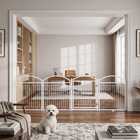 Parque para Cães Dobrável, 240 x 81 cm, Painéis Modulares, Branco