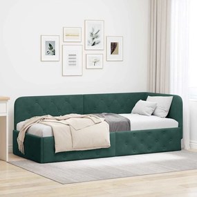 vidaXL Estrutura de Cama de Canto Verde Escuro 80 x 200 cm Veludo