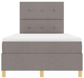 Cama Box Spring com Colchão &amp; LED Taupe 120x190 cm Tecido