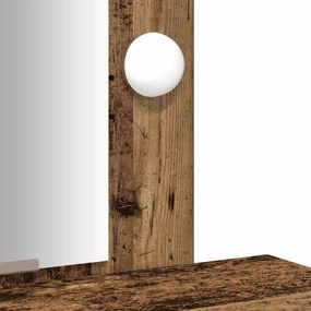 Mesa de Maquiagem vidaXL com Luzes de LED Madeira Antiga 50x41x140 cm