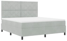 Cama Box Spring vidaXL com Colchão Cinza Claro Super King Veludo