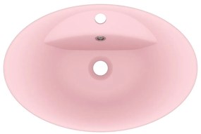 Lavatório luxuoso oval 58,5x39 cm cerâmica rosa mate