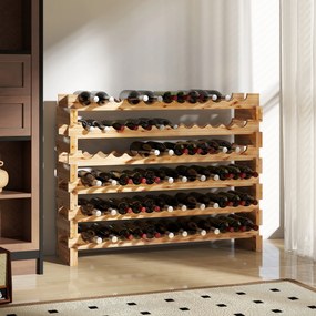 Garrafeira de Vinho para 72 Garrafas Garrafeira com 6 Níveis Suporte para Vinhos Vertical 114x28x85 cm Madeira