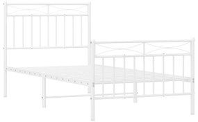 Estrutura de cama com cabeceira e pés 90x190 cm metal branco