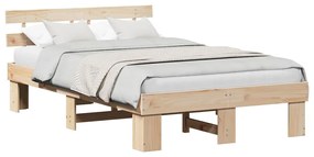 Estrado de Cama com Cabeceira 120x190 cm Madeira Maciça de Pinho