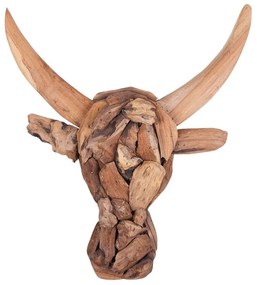 Estatueta decorativa madeira clara BULL HEAD Beliani