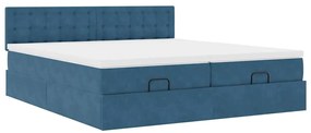 Estrutura cama otomana colchões 180x200 cm veludo azul escuro