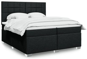 Cama com molas/colchão 200x200 cm tecido preto