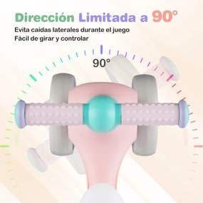 Bicicleta de equilíbrio para crianças com 4 rodas, montagem rápida, assento ajustável 1-3 anos, Rosa
