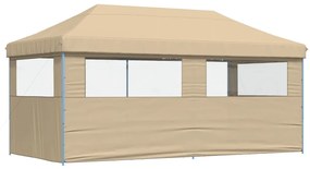 Tenda para festas pop-up dobrável com 3 paredes laterais bege