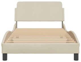 Estrutura de cama sem colchão 100x200 cm tecido cor creme