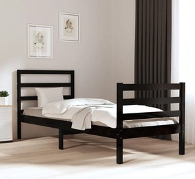 vidaXL Estrutura de cama solteiro 90x190 cm pinho maciço preto