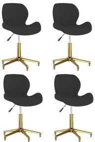 vidaXL Cadeiras de jantar giratórias 4 pcs veludo preto